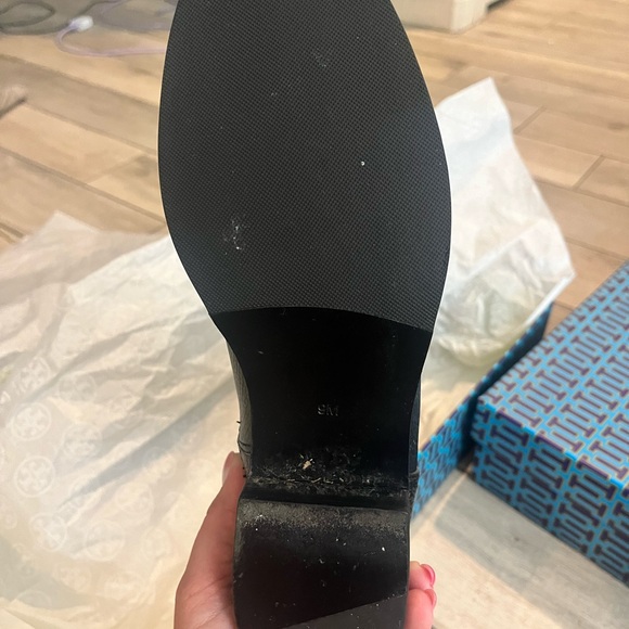 Tory Burch Black Junction Riding Boot Tumbled Leather Size 9 - Picture 4 of 4